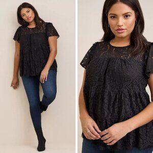 Torrid Black Lace Tiered Top